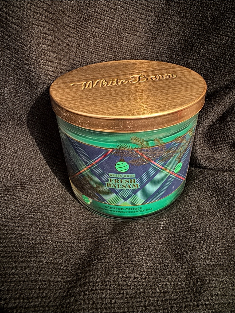 White Barn Green & Gold Fresh Balsam 3-Wick Candle